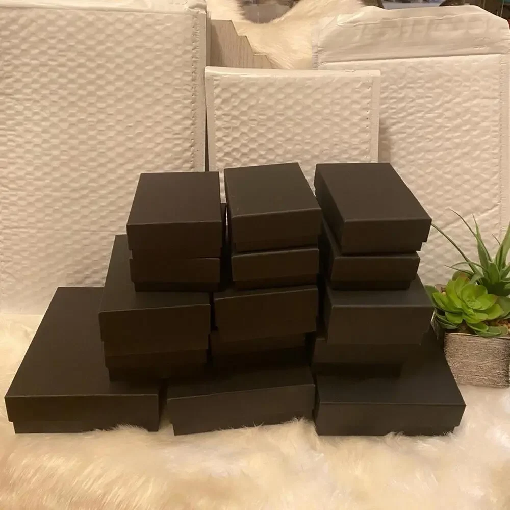 Set of Black Decorative Storage Boxes